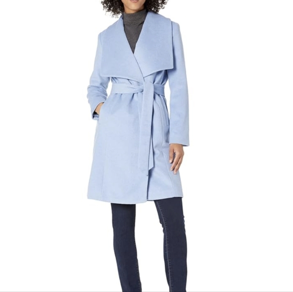 COLE HAAN slick wool alpaca wrap coat 2 - Picture 1 of 13